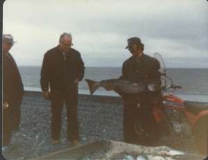 NAPP 1981 July convention Anchorage 65 Irv Weber, Preacher Smith & fisherman with Kign Salmon    